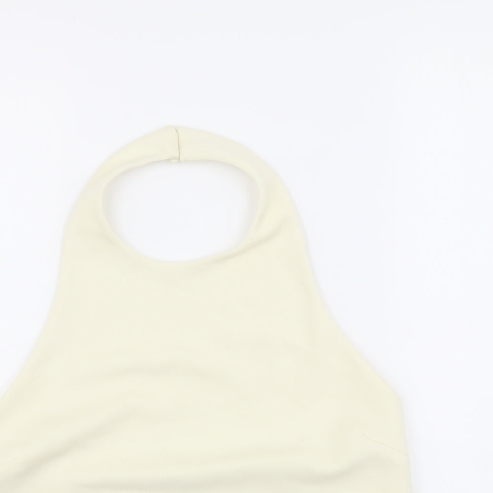 Zara Womens Ivory Polyester Cropped Tank Size M Halter