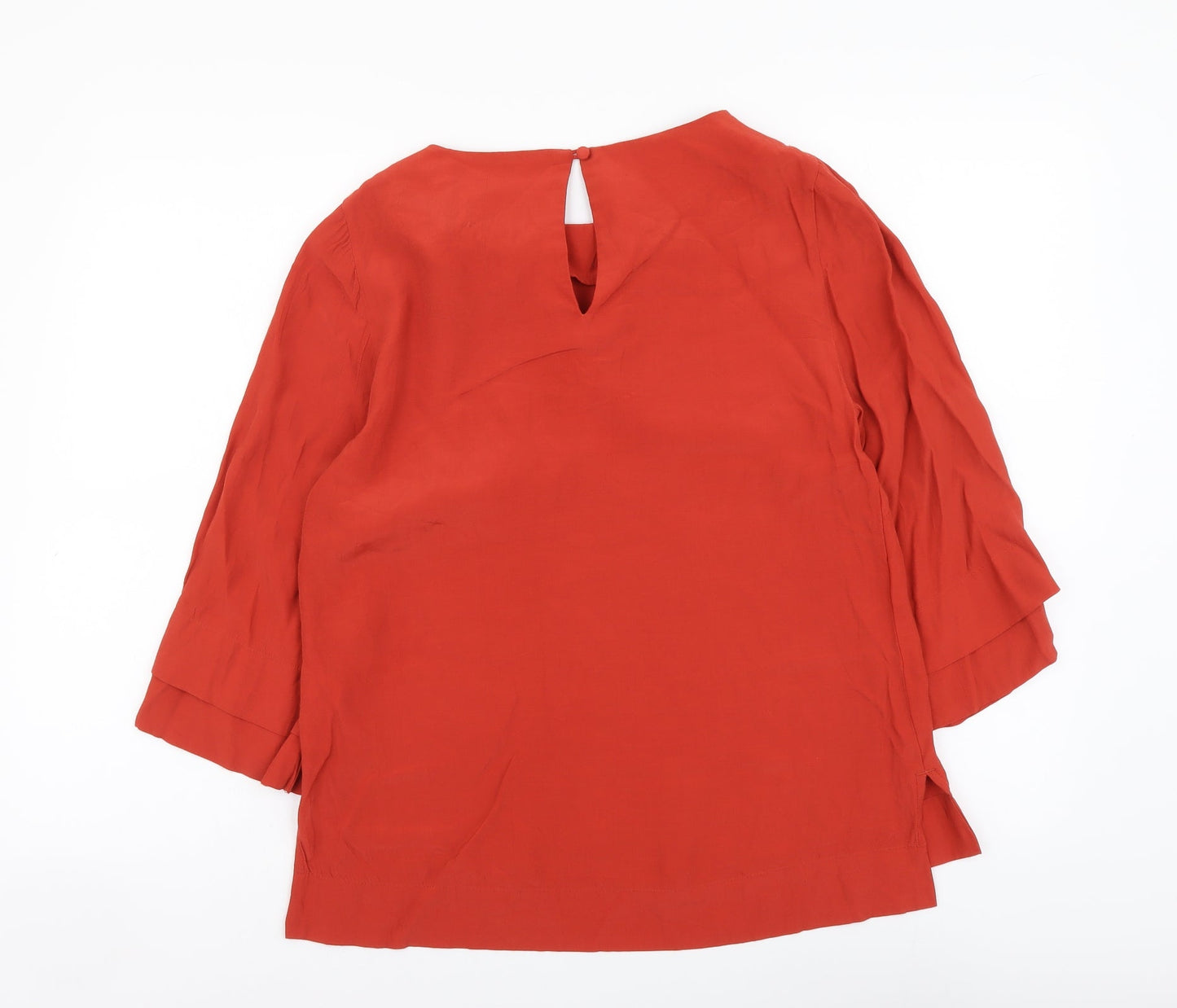 Monsoon Womens Red Viscose Basic Blouse Size 8 Boat Neck