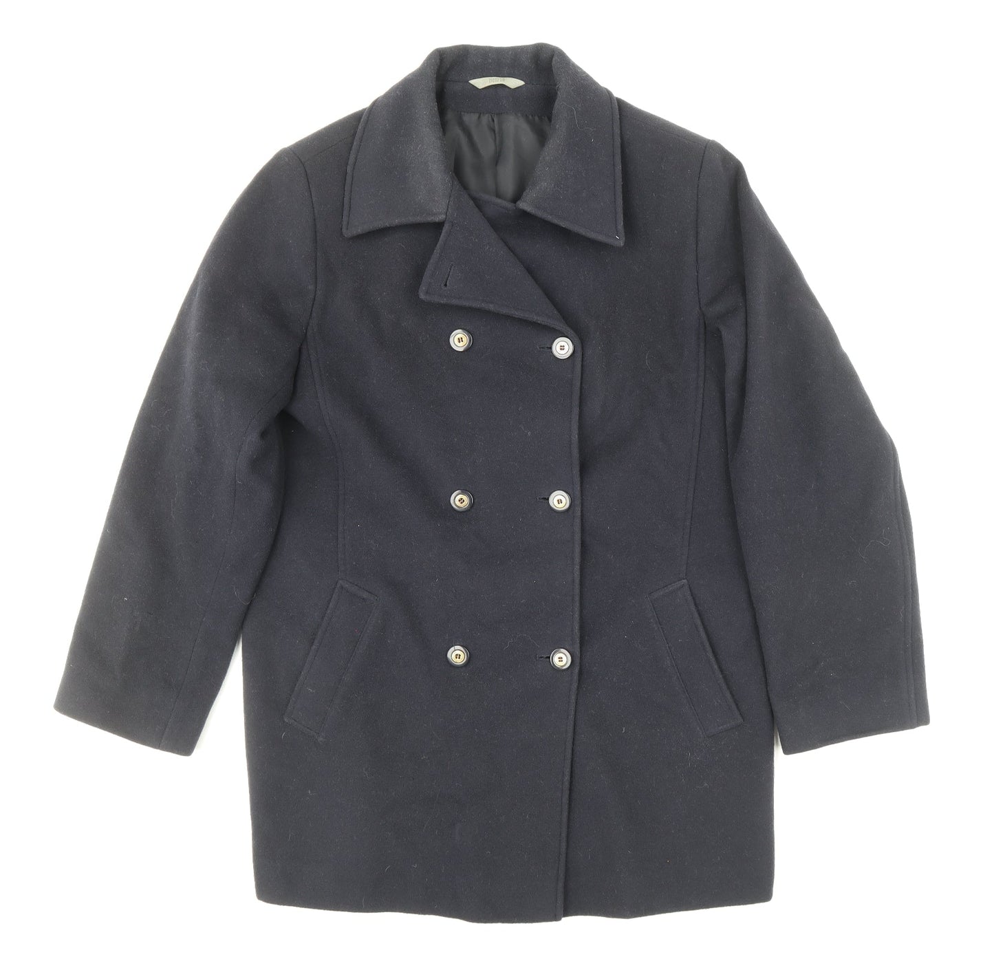 Marks and Spencer Womens Black Pea Coat Coat Size 14 Button
