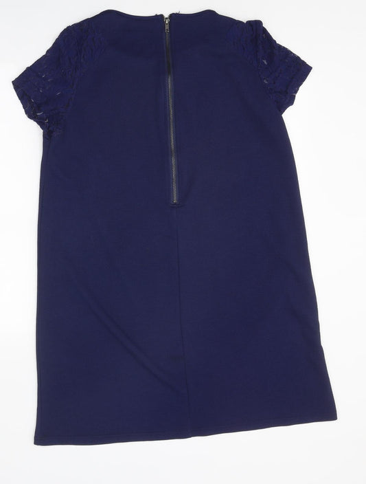 Original Womens Blue Polyester A-Line Size 14 Round Neck Zip