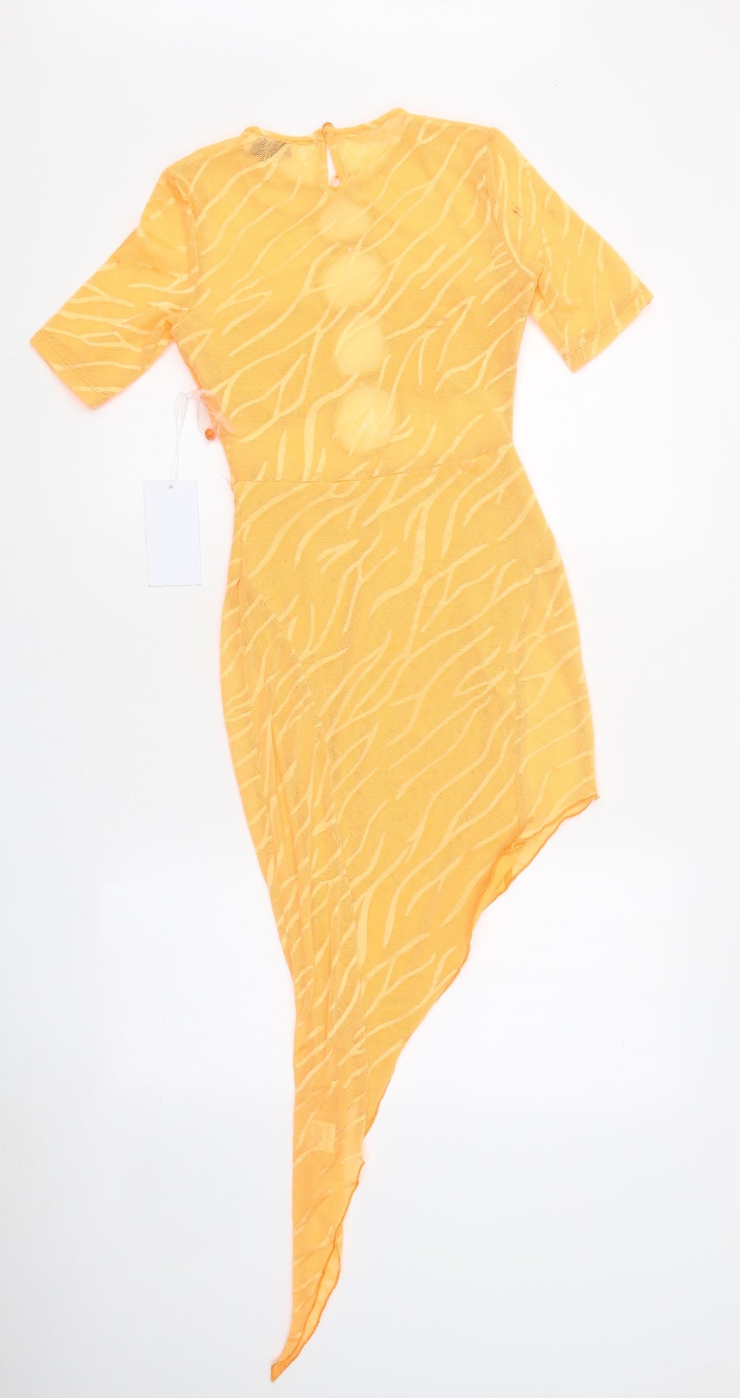 Eight Hour Womens Orange Geometric Polyester Mini Size 8 Round Neck Pullover