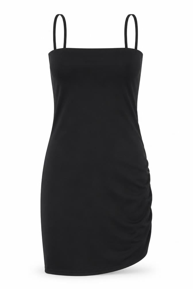 PRETTYLITTLETHING Womens Black Polyester Tank Dress Size 10 Round Neck