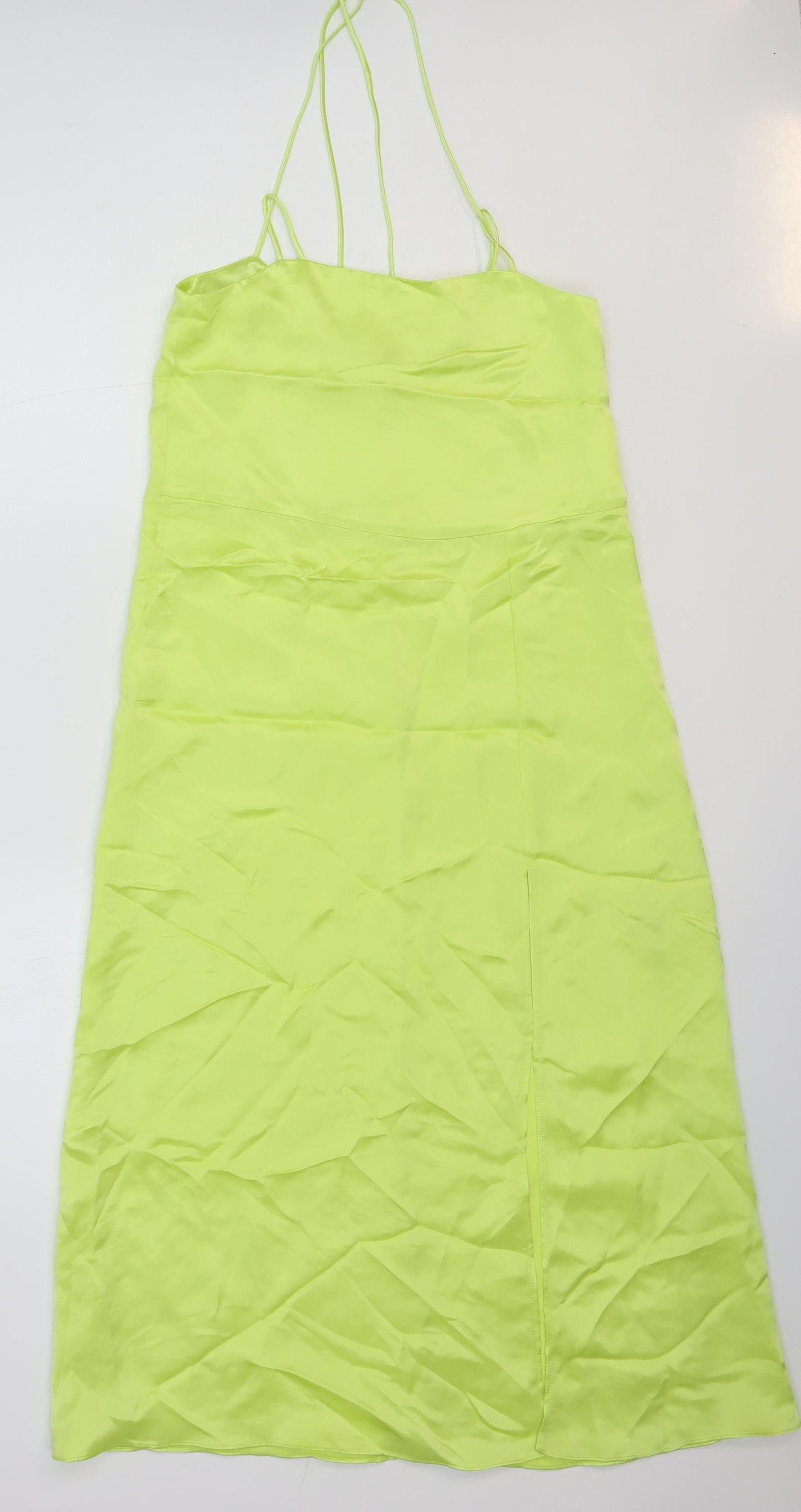 Zara Womens Green Polyester Slip Dress Size XS Square Neck Pullover