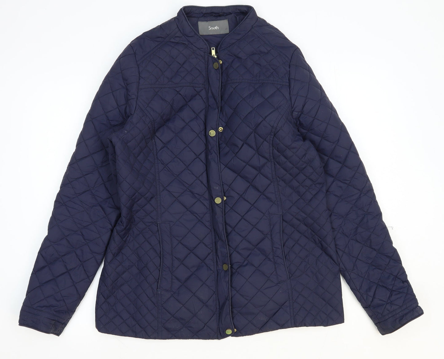 South Womens Blue Quilted Coat Size 14 Zip