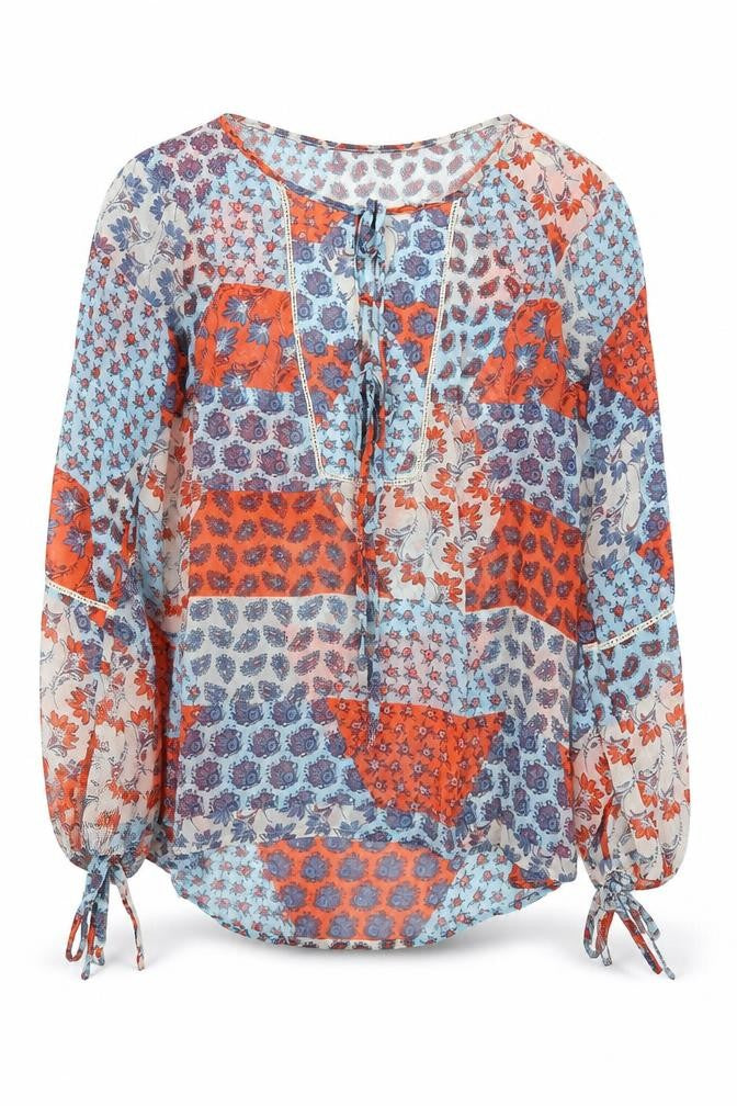 Papaya Womens Multicoloured Geometric Polyester Basic Blouse Size 10 Boat Neck