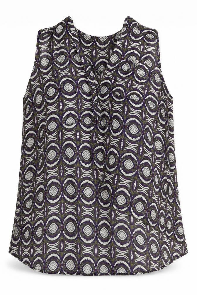 H&M Womens Multicoloured Geometric Polyester Basic Blouse Size 10 V-Neck