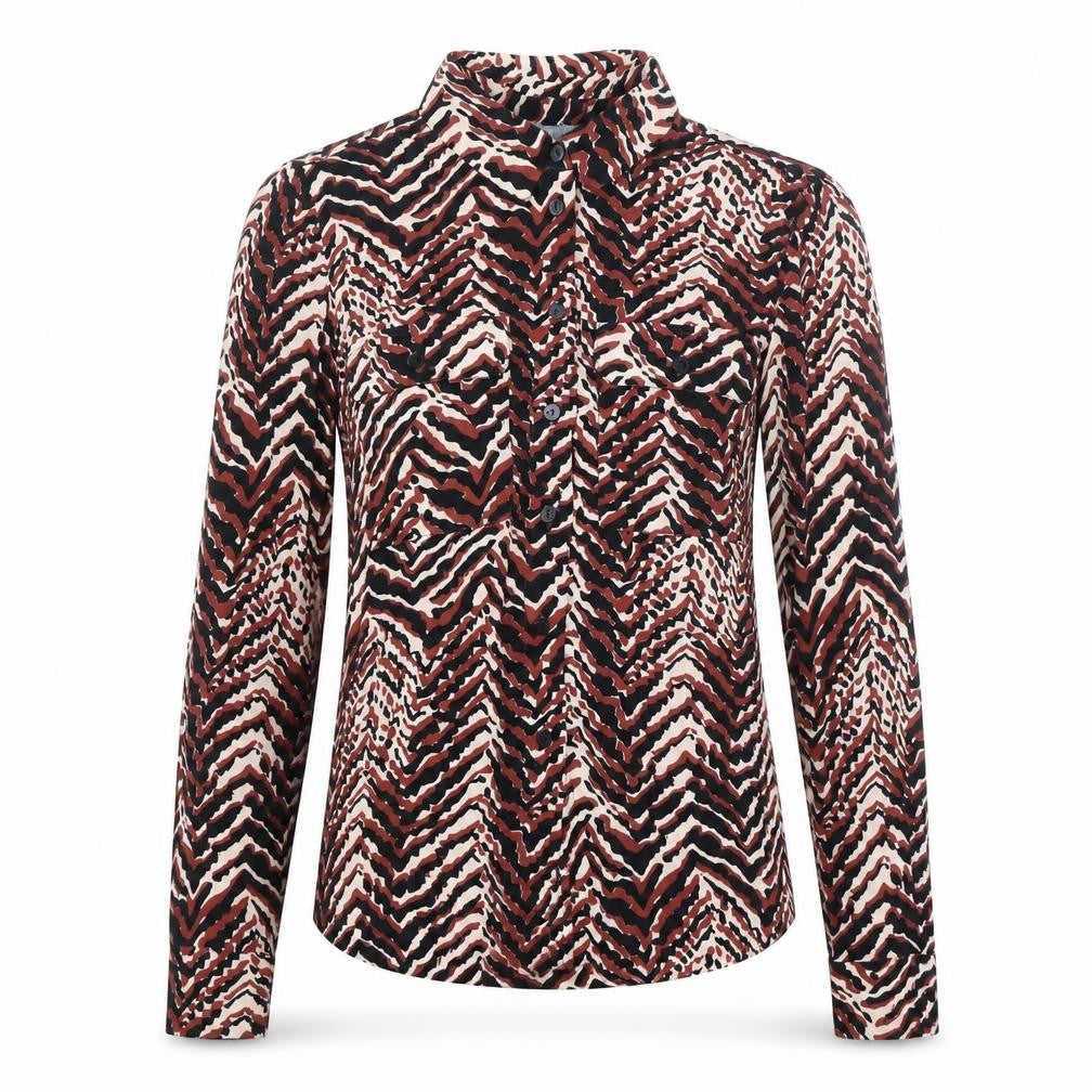 Oliver Bonas Womens Multicoloured Geometric Viscose Basic Button-Up Size 6 Collared