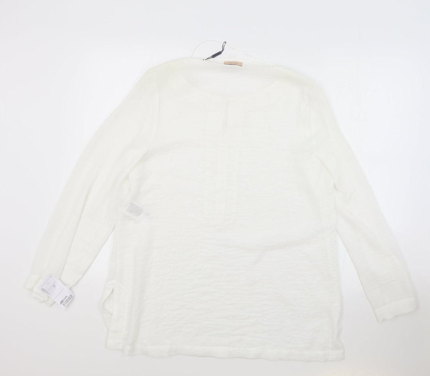 Triangle Womens White Polyester Tunic Blouse Size 14 V-Neck