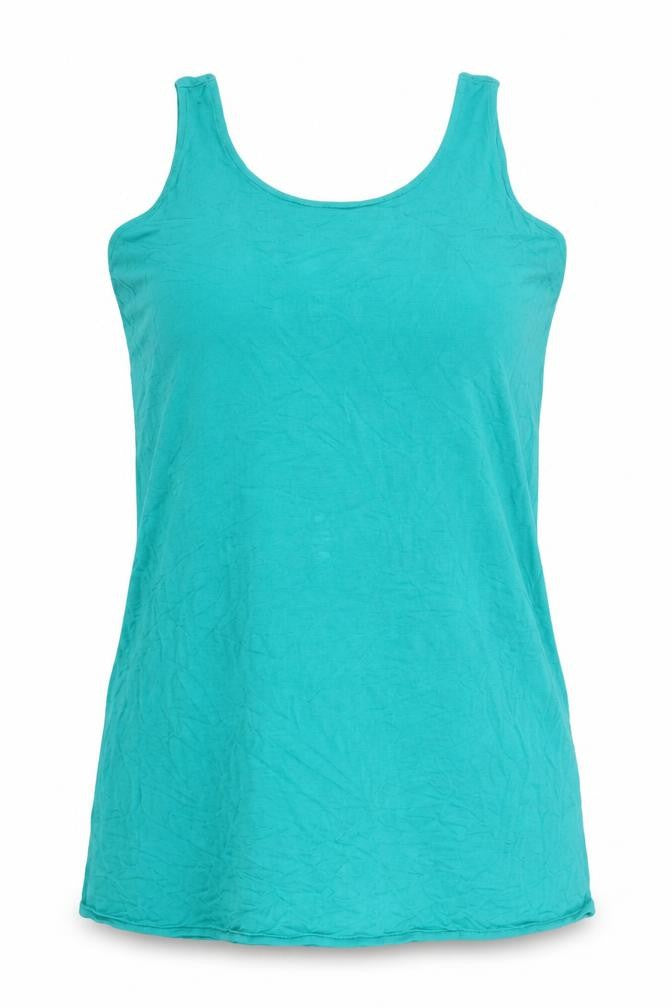 Marks and Spencer Womens Green Cotton Basic Tank Size L Round Neck