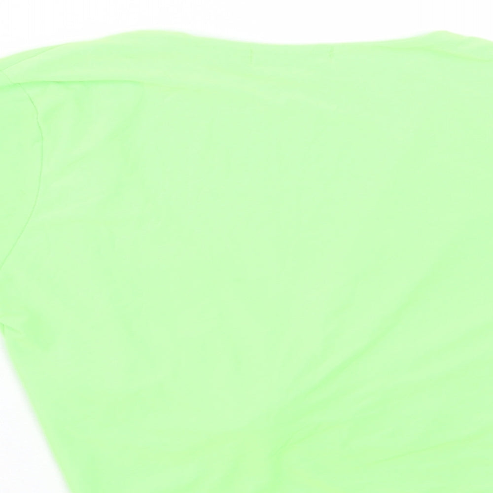 PRETTYLITTLETHING Womens Green Polyester Cropped T-Shirt Size 6 V-Neck - Twist Front