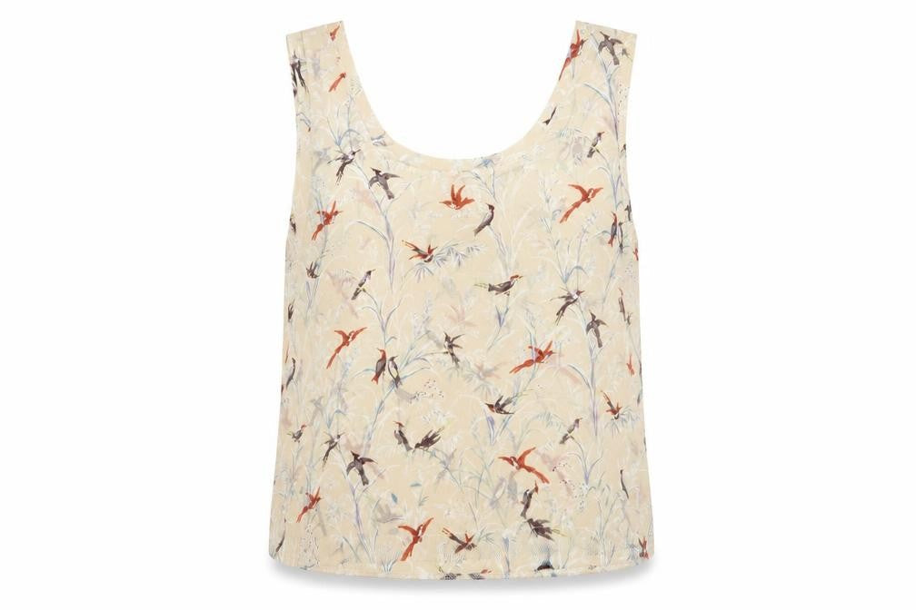 New Look Womens Beige Geometric Polyester Camisole Tank Size M Scoop Neck - Size M/L