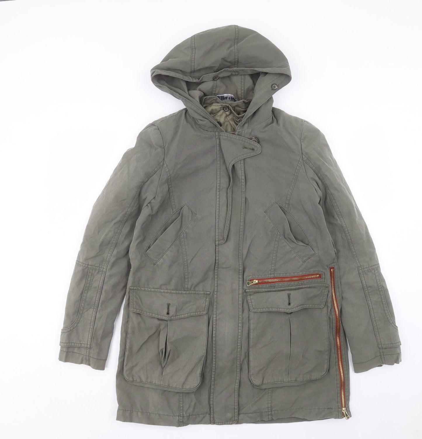 Zara Womens Green Jacket Coat Size XS Zip