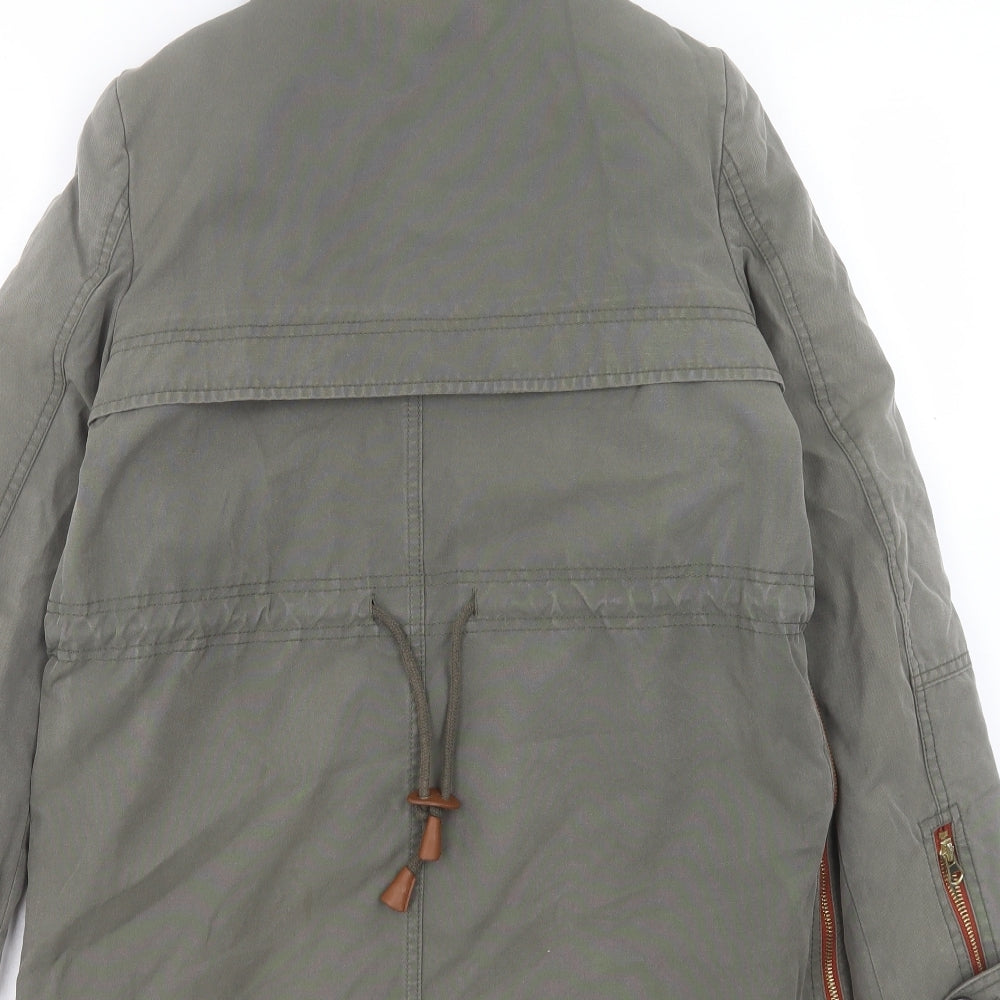 Zara Womens Green Jacket Coat Size XS Zip
