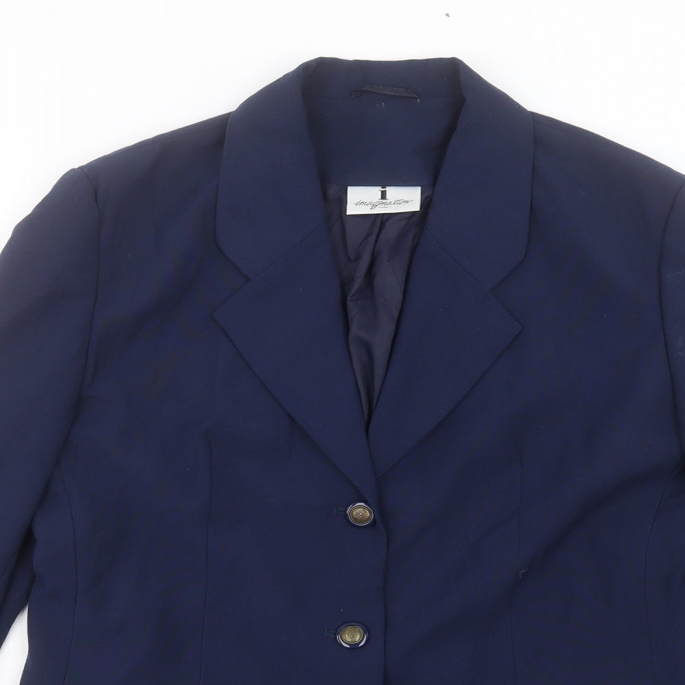 Imagination Womens Blue Jacket Blazer Size 14 Button
