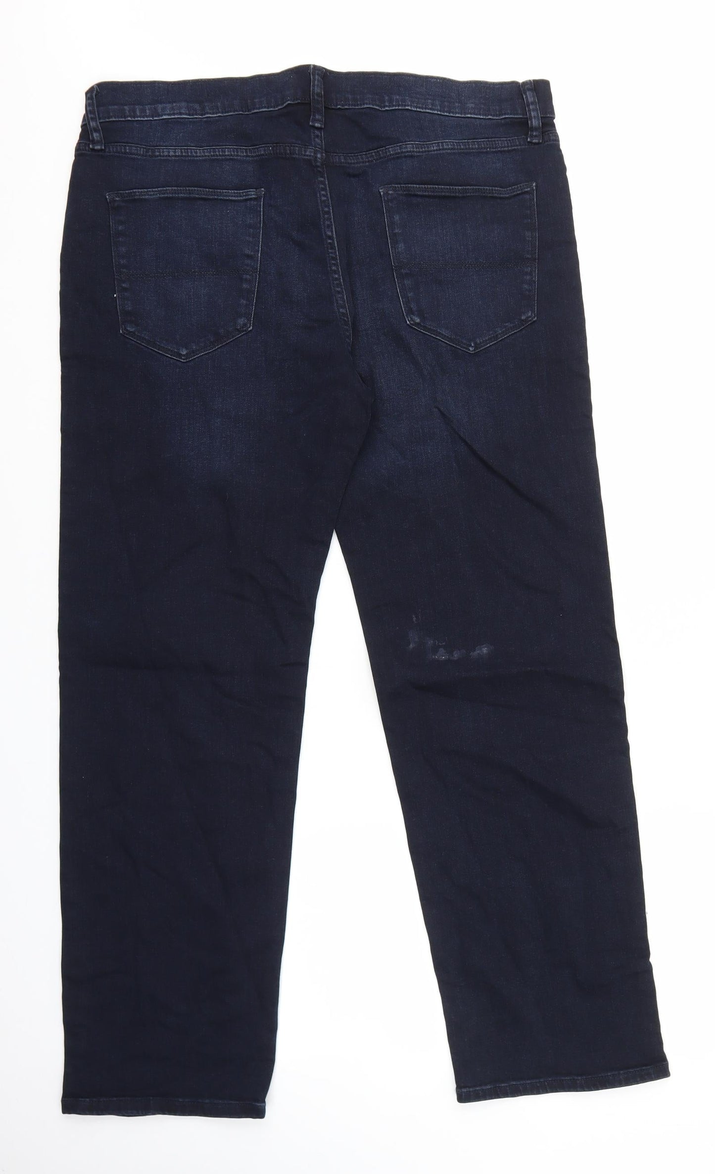 Marks and Spencer Womens Blue Cotton Straight Jeans Size 36 in L31 in Regular Zip