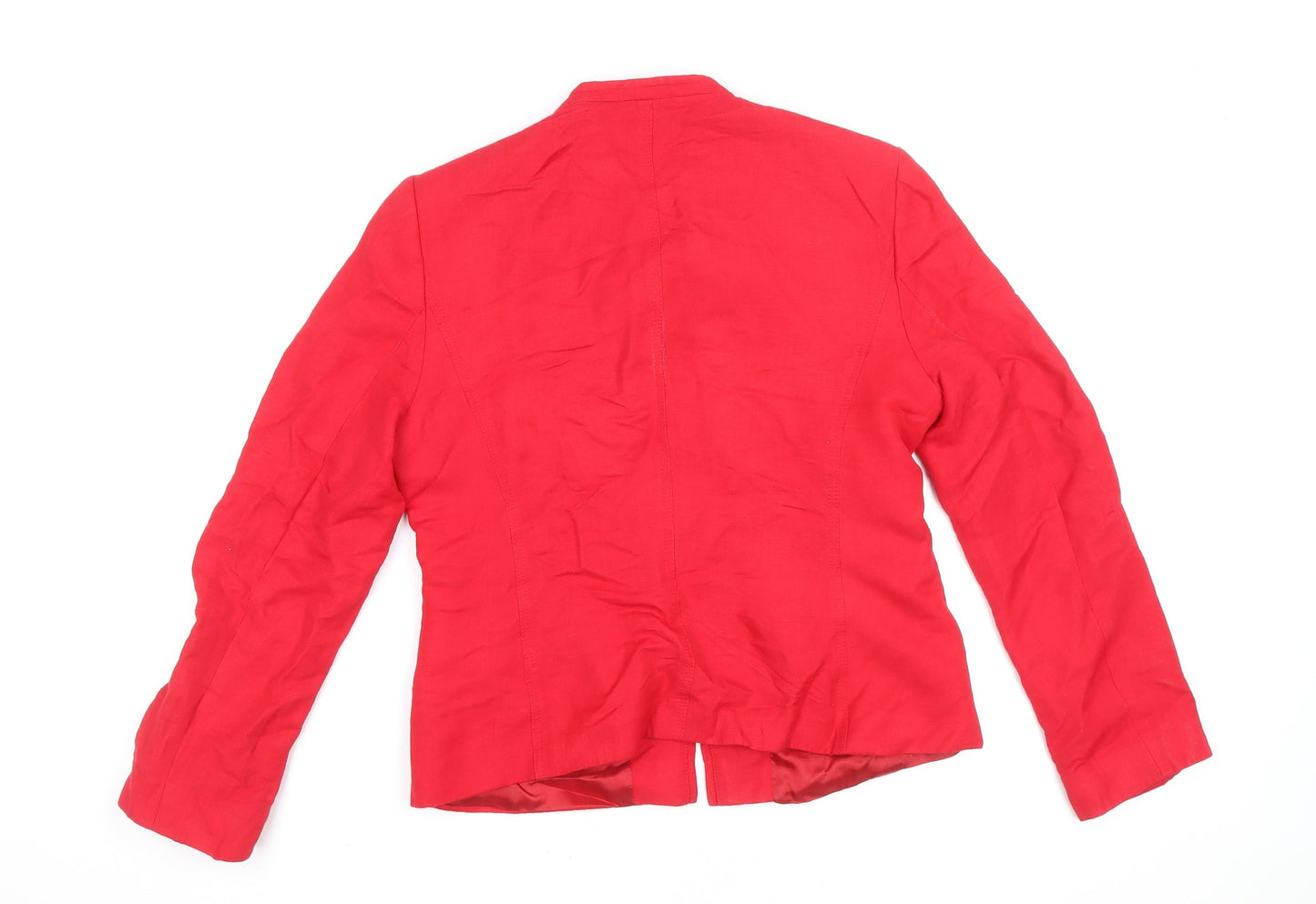 Planet Womens Red Jacket Size 8 Zip - Patch Pockets, Panelled Seam Detail, Fitted