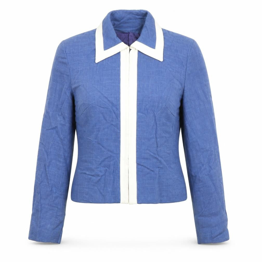 Val Somers Womens Blue Jacket Size 14 Hook & Eye - Single Fastening, Buttoned Cuff Detail