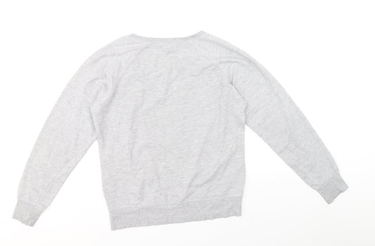 New Look Girls Grey Cotton Pullover Sweatshirt Size 12-13 Years - Honolulu Surfer