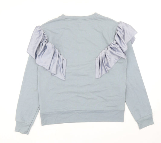Topshop Womens Blue Cotton Pullover Sweatshirt Size 10 Pullover