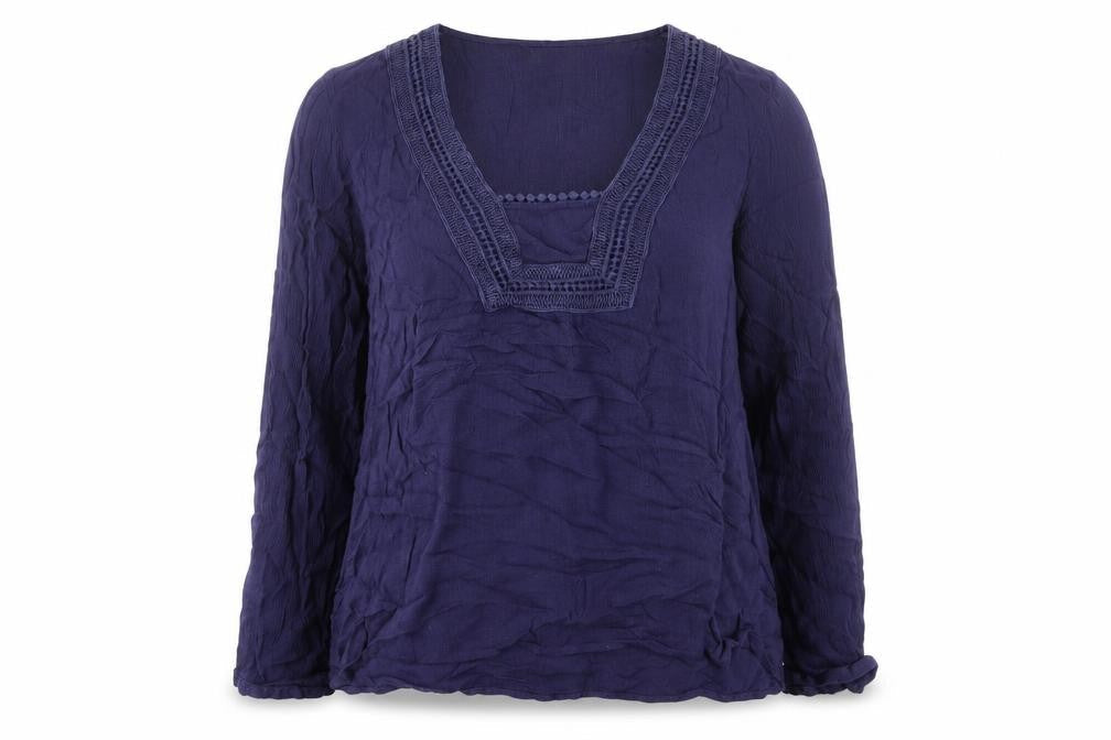 Papaya Womens Blue Viscose Basic Blouse Size 10 Square Neck