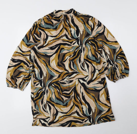 Signature Womens Multicoloured Geometric Viscose Sheath Size M V-Neck Pullover