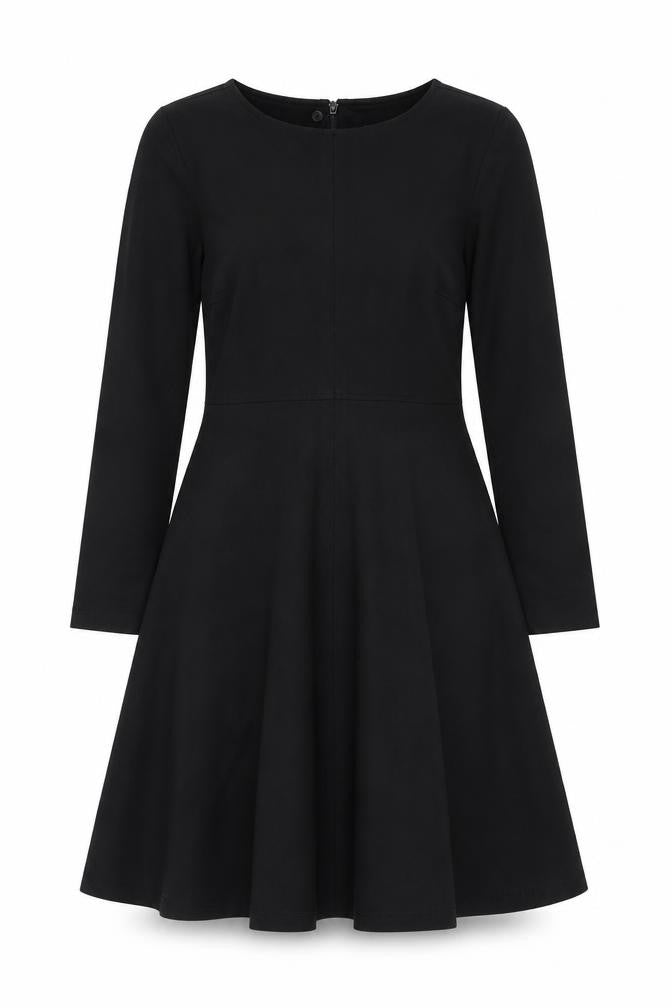 Marks and Spencer Womens Black Viscose A-Line Size 8 Round Neck Zip