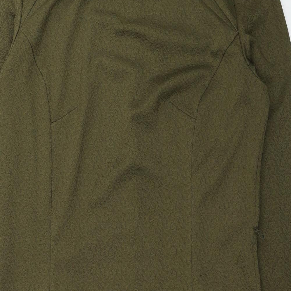 Simon Jeffrey Womens Green Polyester Pencil Dress Size 12 Round Neck Zip