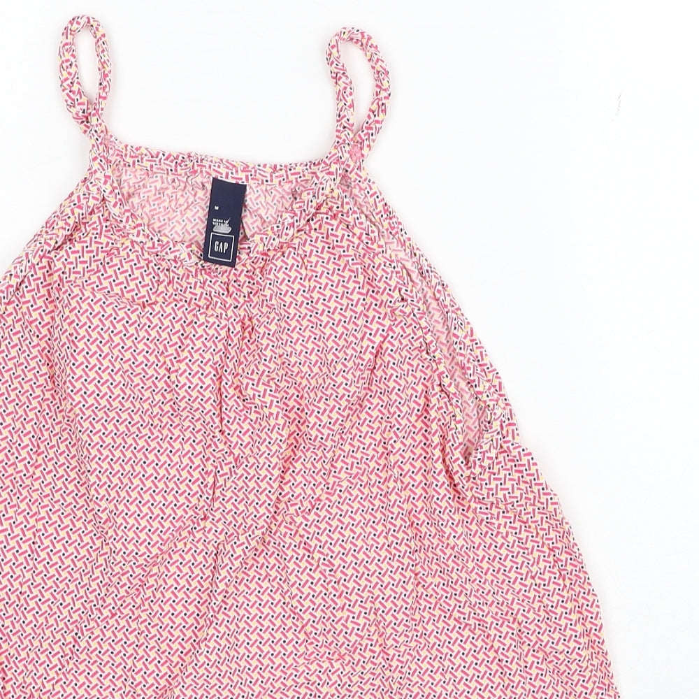 Gap Womens Pink Geometric Viscose Camisole Tank Size M Round Neck