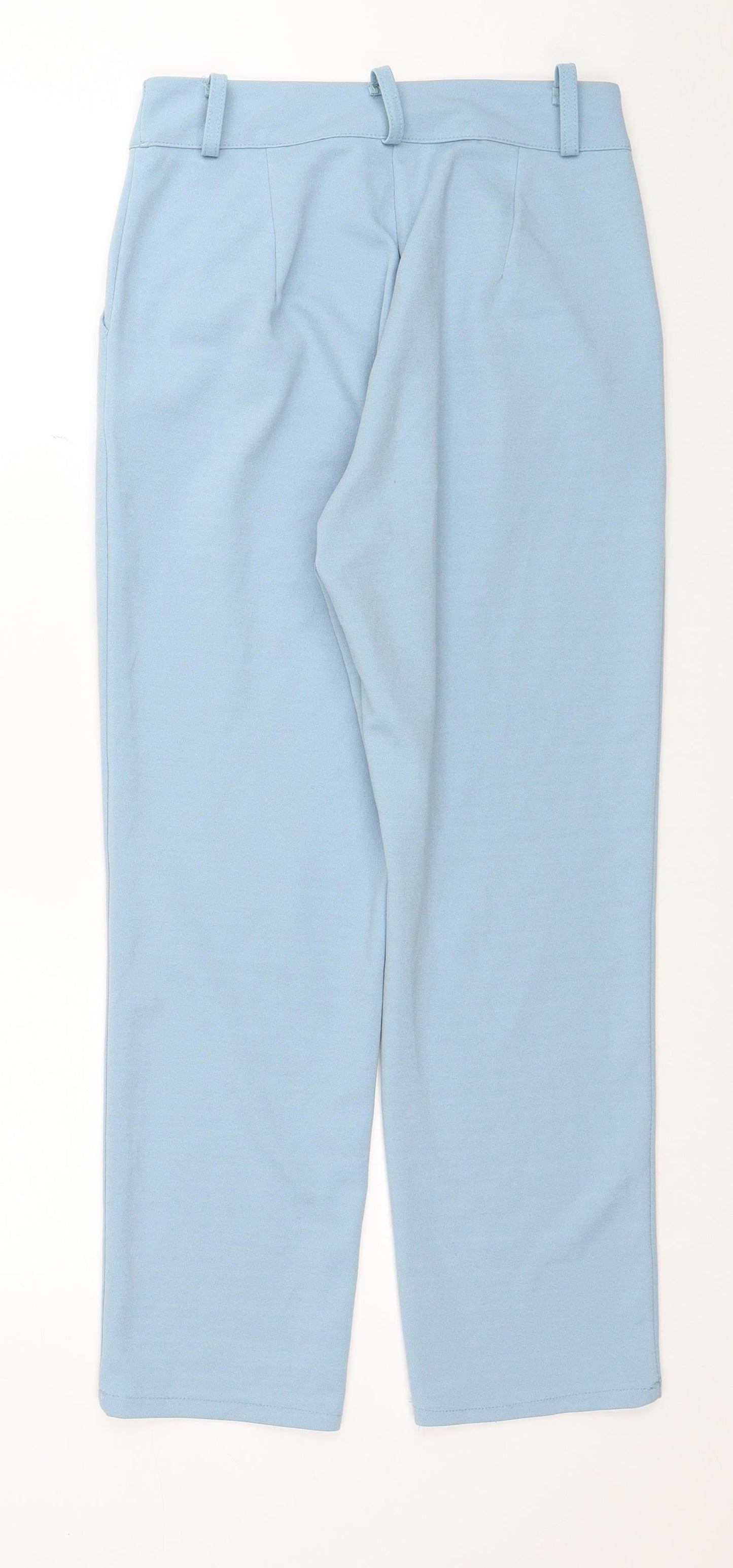 Boohoo Womens Blue Polyester Trousers Size 10 L25 in Regular Zip
