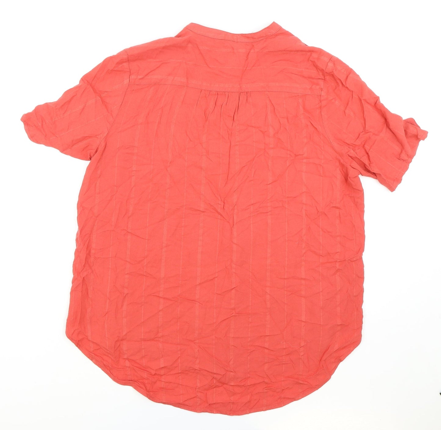 Marks and Spencer Womens Red Viscose Basic Blouse Size 14 Round Neck
