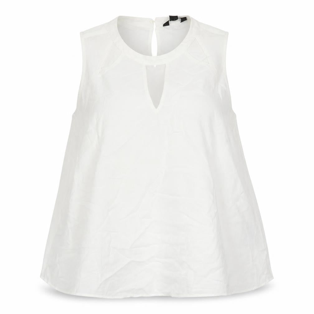 New Look Womens White Viscose Basic Tank Size 16 Boat Neck