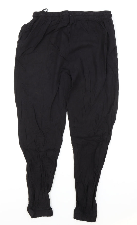 New Look Womens Black Polyester Bloomer Trousers Size 12 L25 in Regular Drawstring
