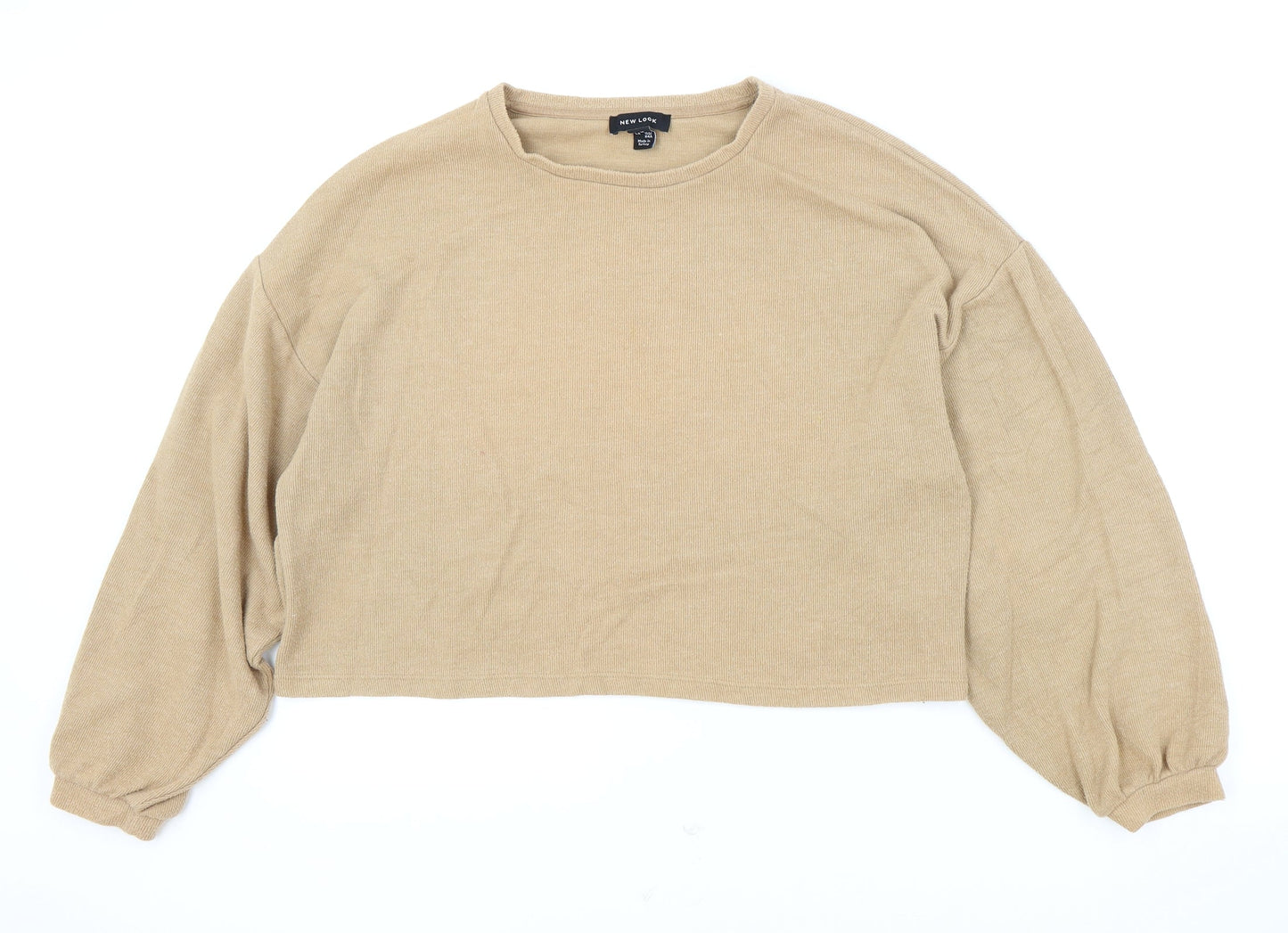 New Look Womens Beige Round Neck Cotton Pullover Jumper Size M