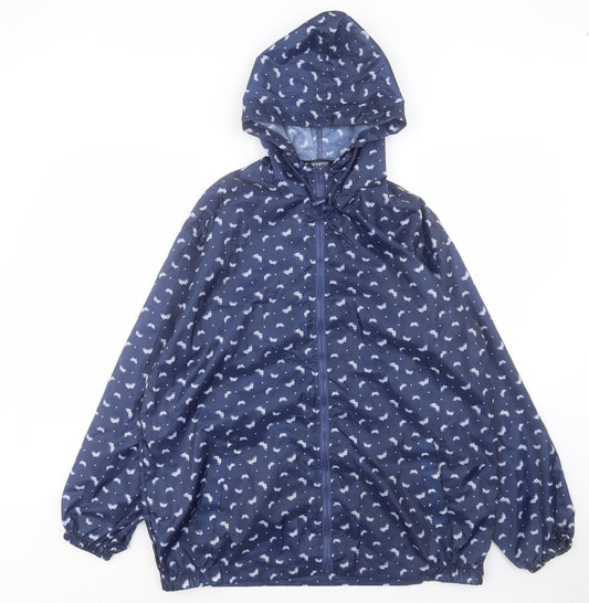 EWM Womens Blue Geometric Jacket Size S Zip - Size 10-12