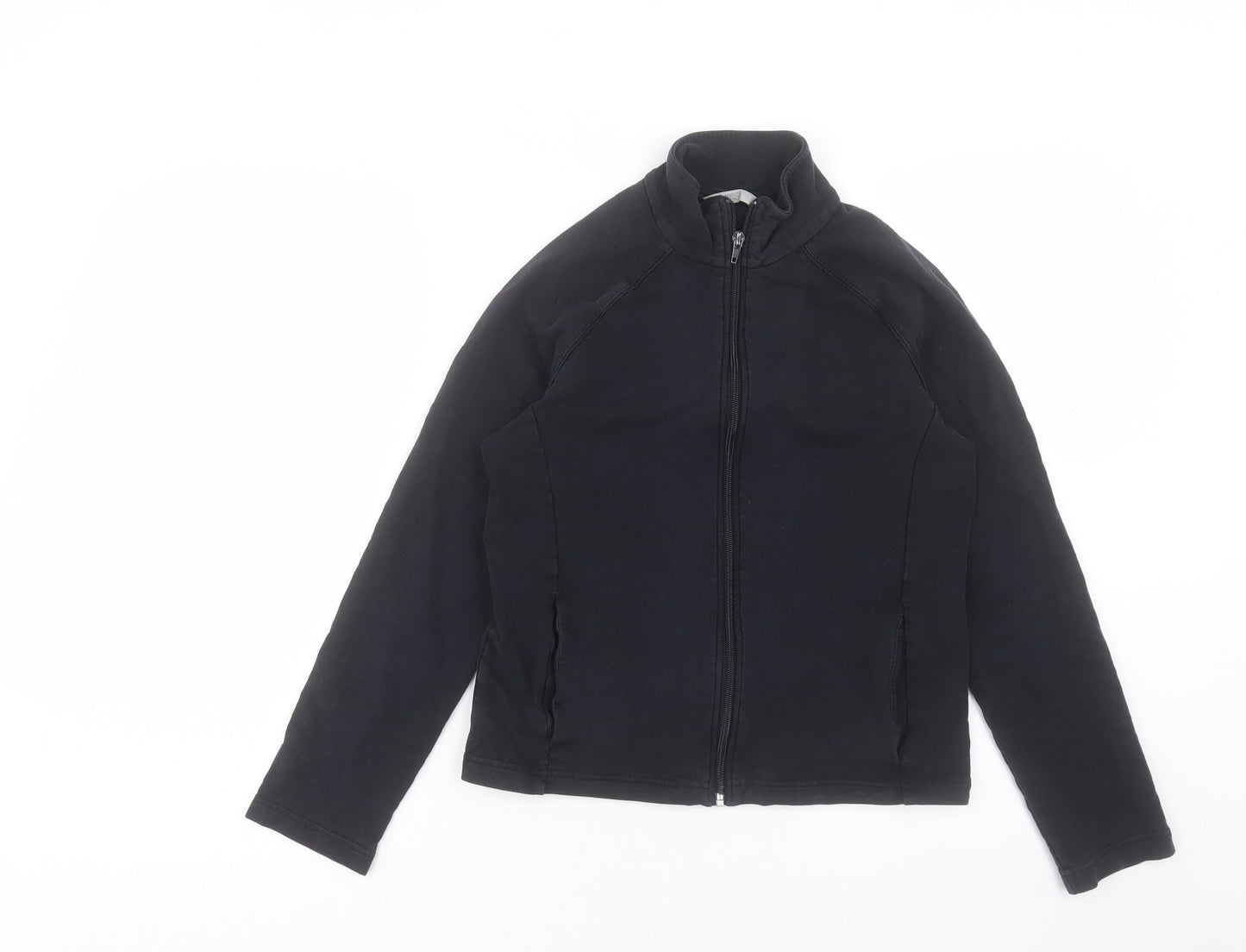 Marks and Spencer Womens Black Cotton Full Zip Sweatshirt Size 10 Zip