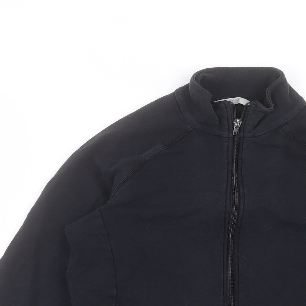 Marks and Spencer Womens Black Cotton Full Zip Sweatshirt Size 10 Zip