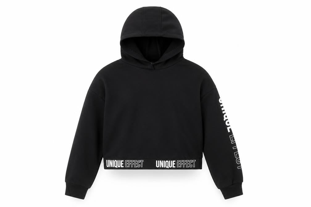 LC Waikiki Girls Black Cotton Pullover Hoodie Size 11-12 Years Pullover - Unique Effect