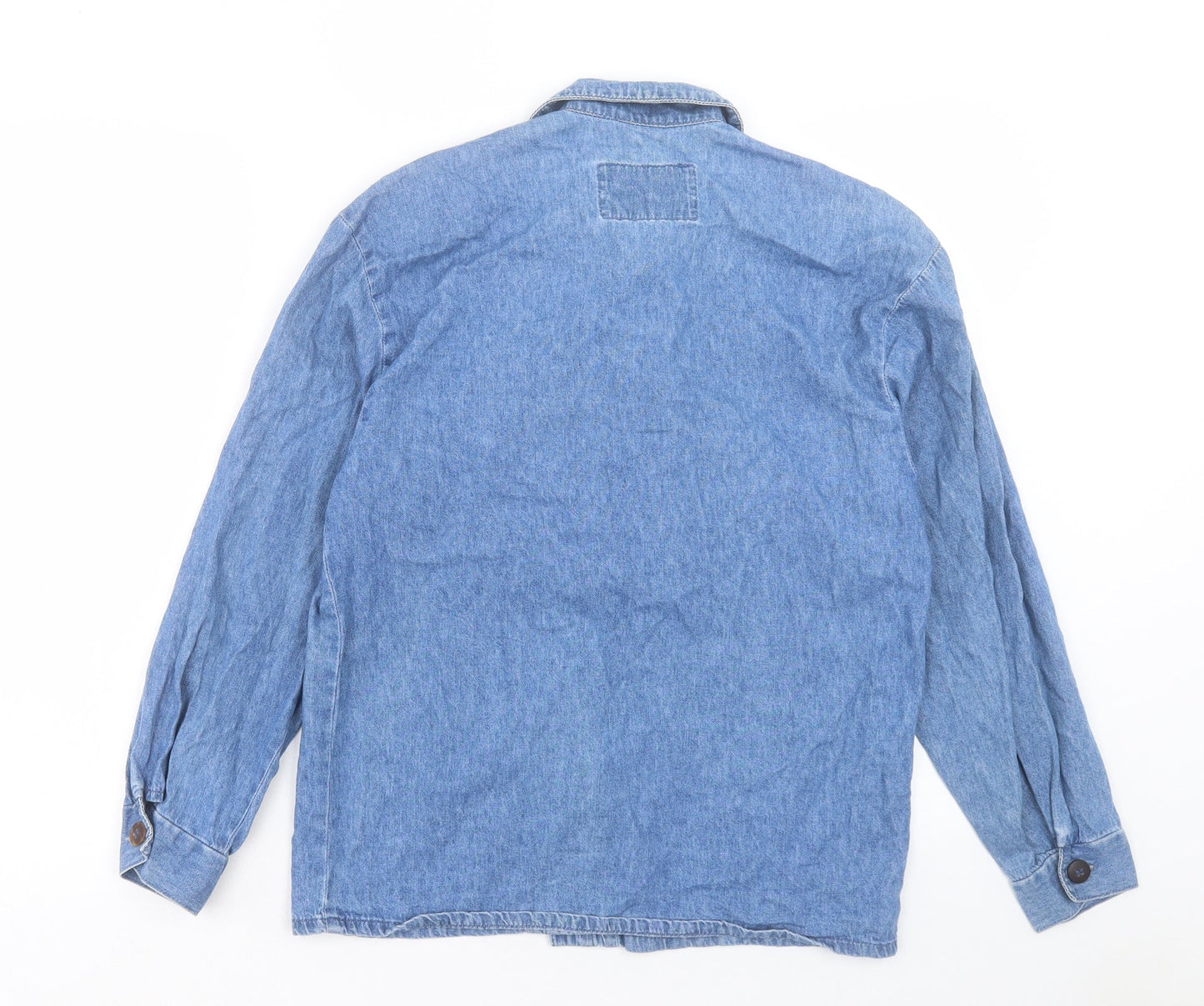 PASH U DENIM Womens Blue Cotton Basic Button-Up Size S Collared