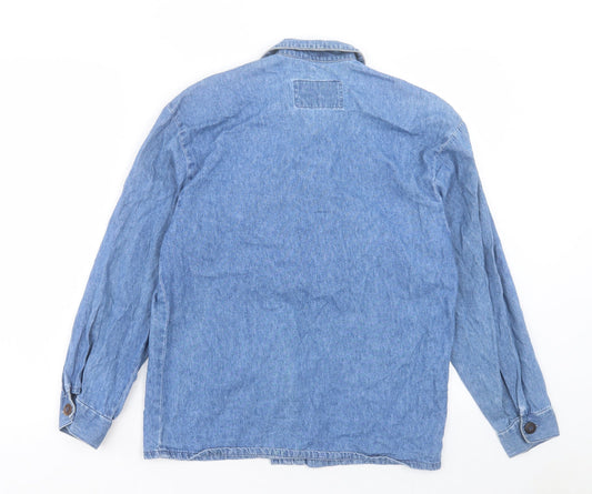 PASH U DENIM Womens Blue Cotton Basic Button-Up Size S Collared