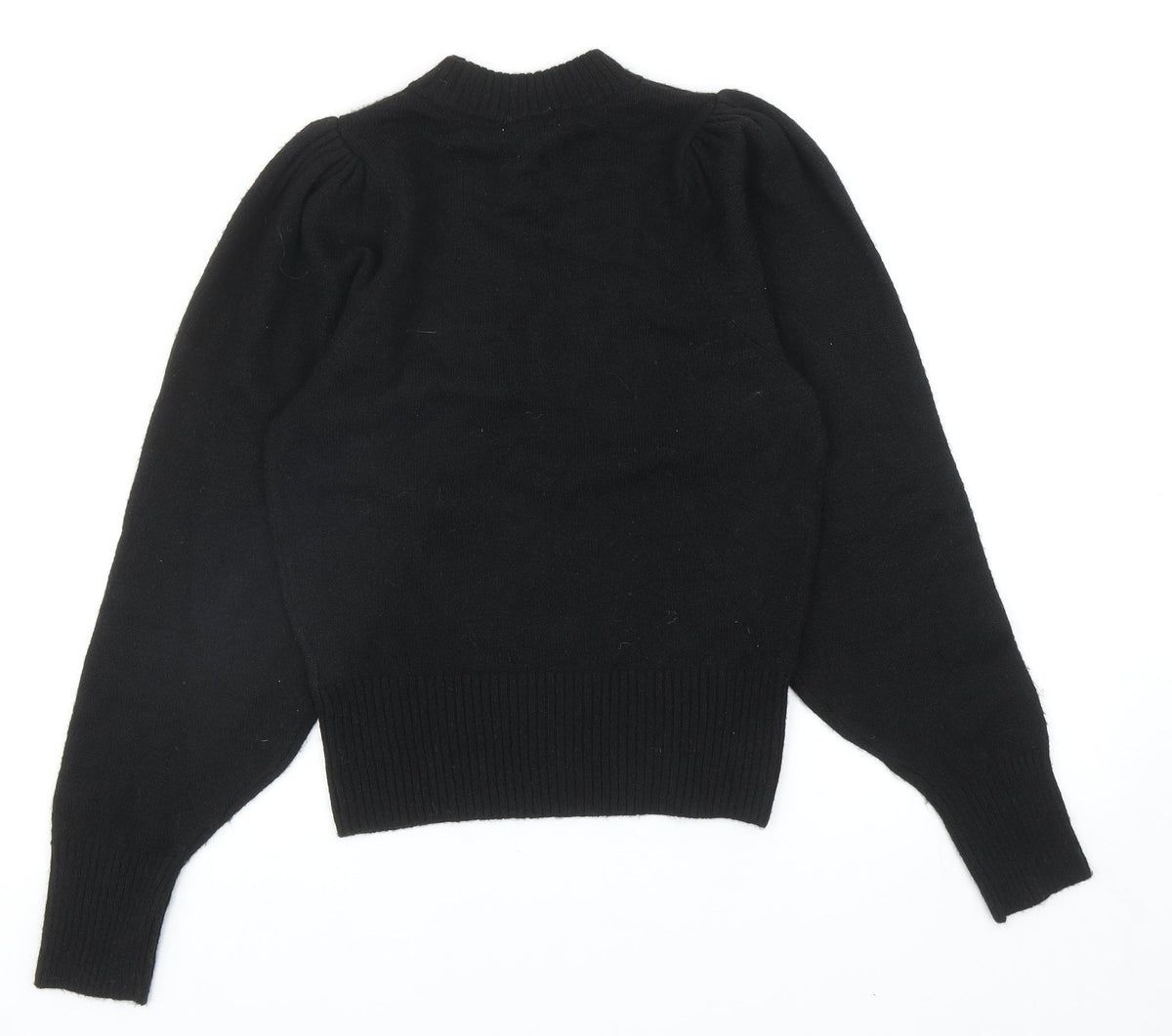 Preworn Womens Black Mock Neck Acrylic Pullover Jumper Size XS