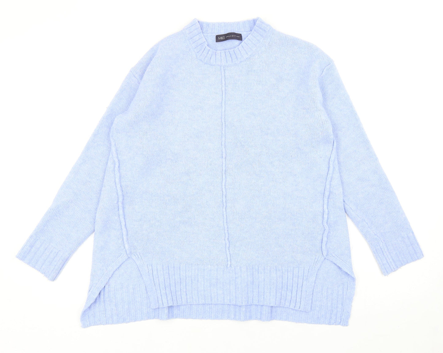 Marks and Spencer Womens Blue Mock Neck Acrylic Pullover Jumper Size S