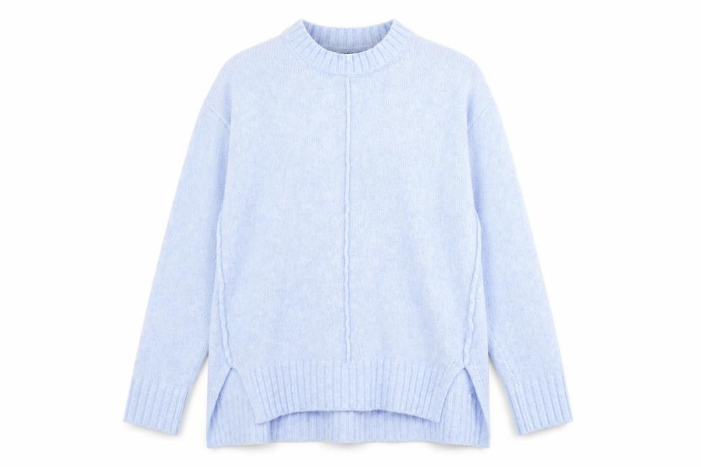 Marks and Spencer Womens Blue Mock Neck Acrylic Pullover Jumper Size S