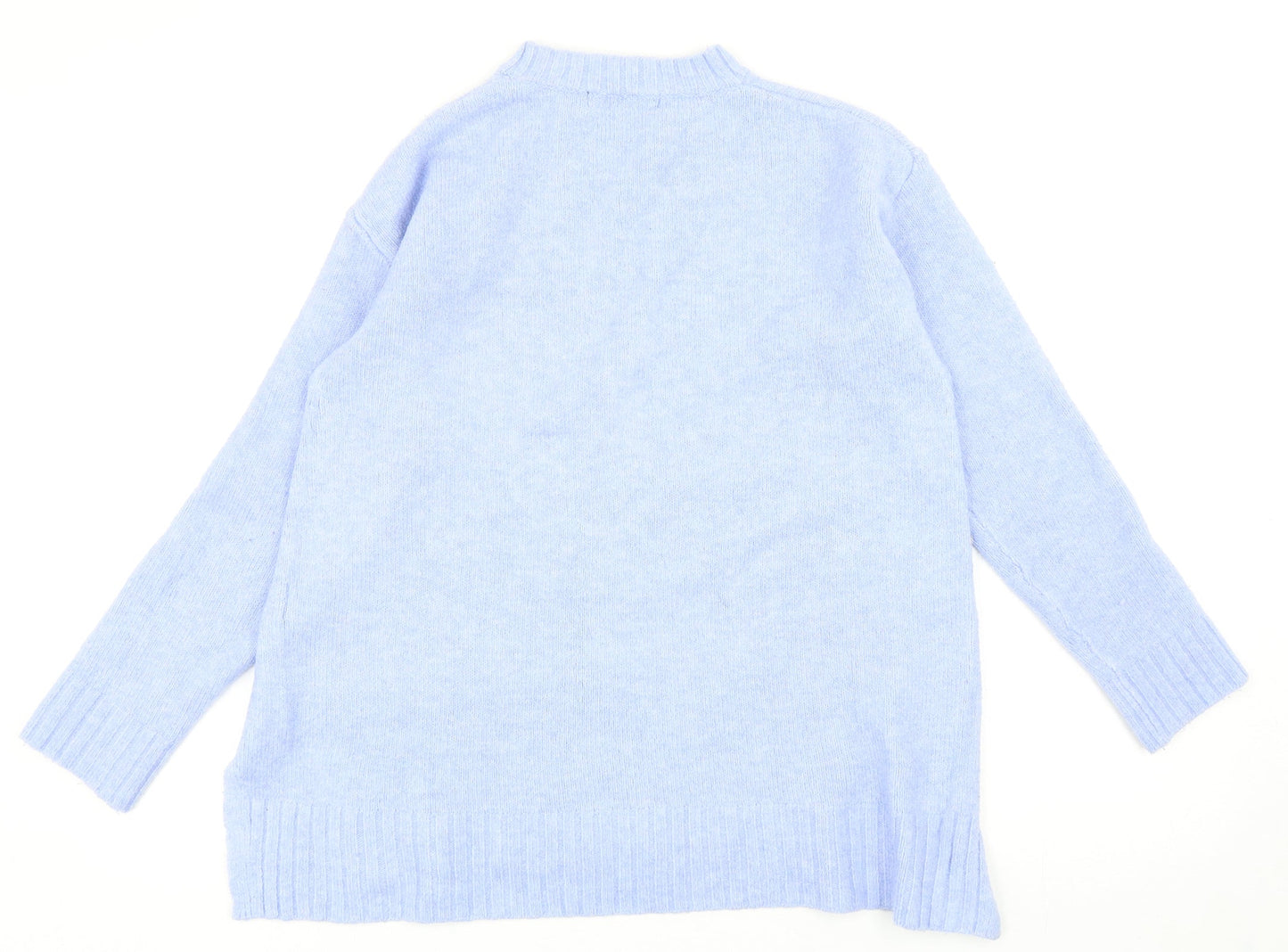 Marks and Spencer Womens Blue Mock Neck Acrylic Pullover Jumper Size S
