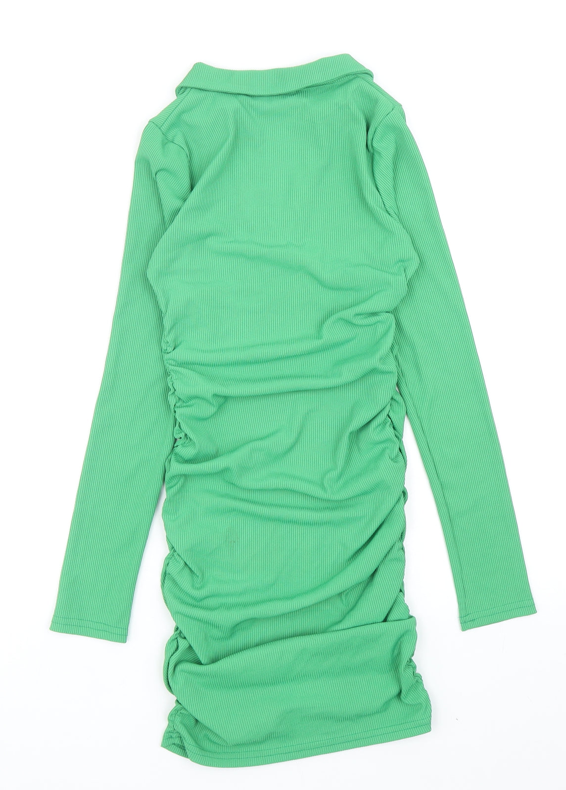 Me Me X Womens Green Polyester Bodycon Size 8 Collared Pullover - Ribbed