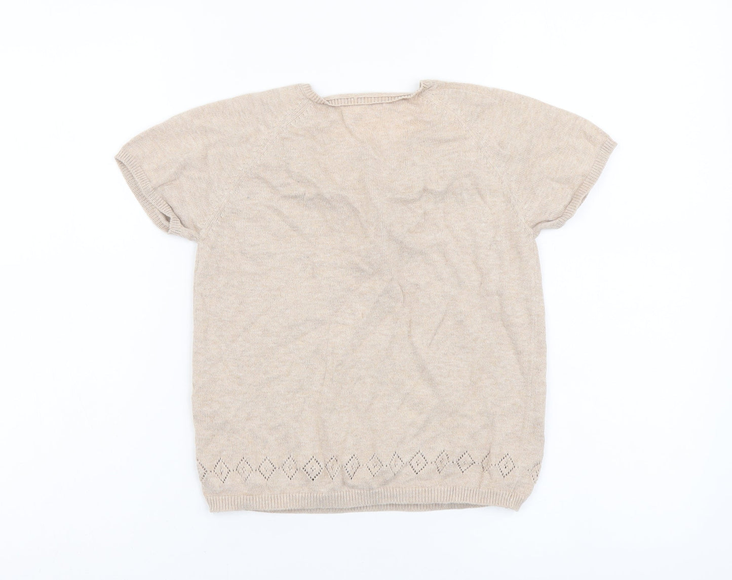 Jacodi Girls Beige V-Neck Cotton Pullover Jumper Size 10 Years Pullover