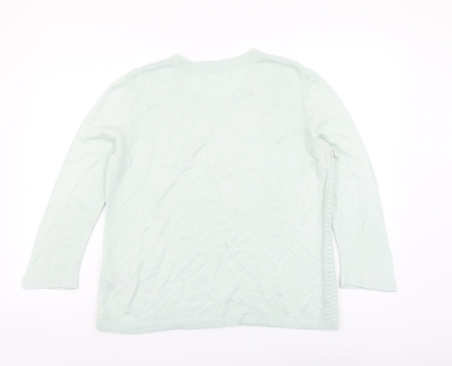 Marks and Spencer Womens Green Round Neck Acrylic Pullover Jumper Size 14