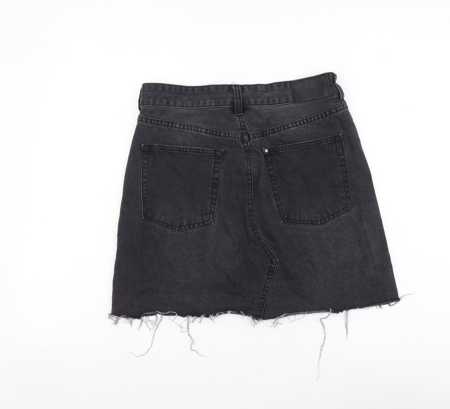 Denim & Co. Womens Grey Cotton Mini Skirt Size M Button