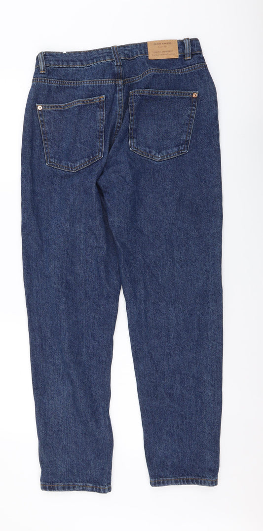 Denim Makers Womens Blue Cotton Mom Jeans Size 28 in L28 in Regular Button