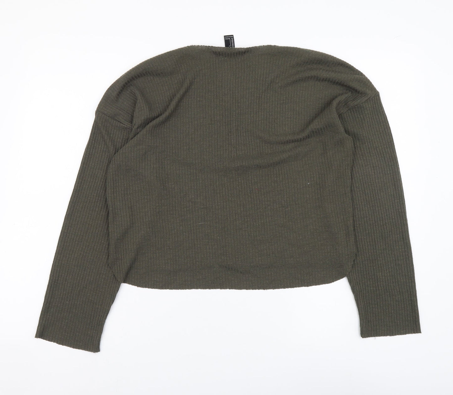 FOREVER 21 Womens Green V-Neck Acrylic Henley Jumper Size S