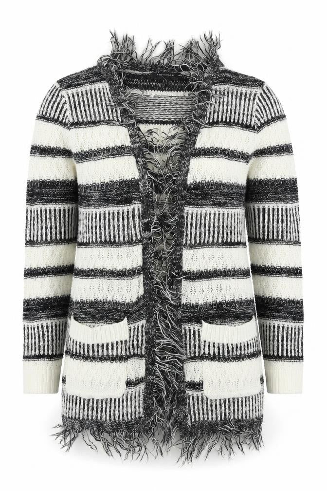 MINKPINK Womens Multicoloured V-Neck Striped Acrylic Cardigan Jumper Size XS
